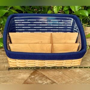 Longaberger Desktop Basket w/Woodcafts Dividers, Indigo Liner & Protector 2003